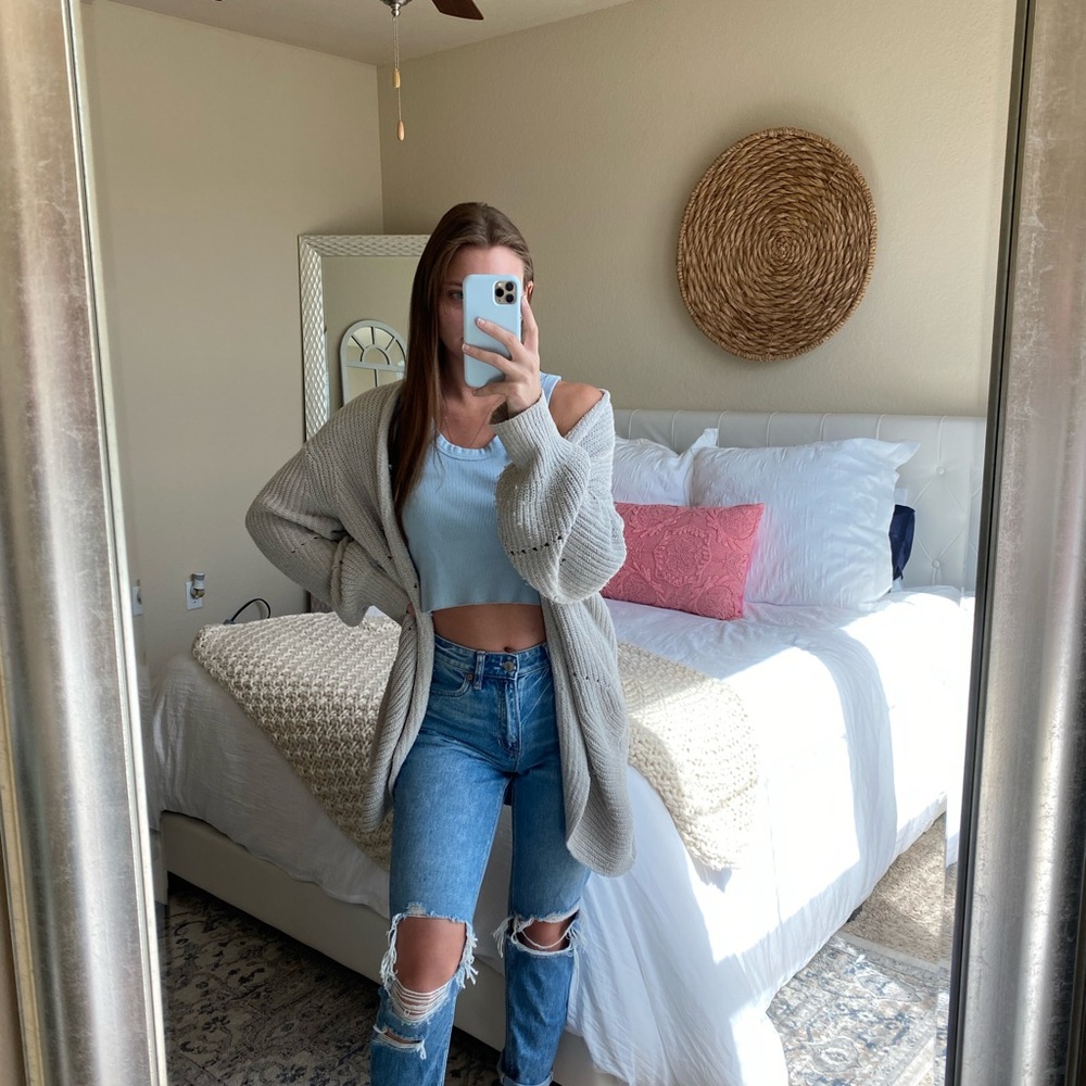 Grey knit cardigan